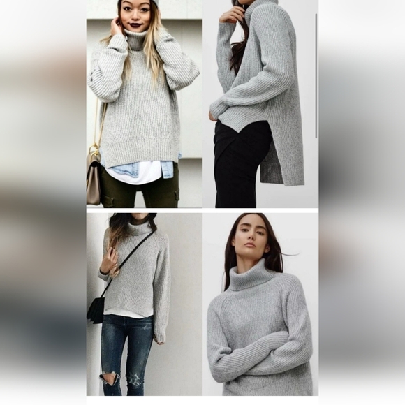 Aritzia Wilfred  Lin Gray Speckle Turtleneck Sweater Wool XS - Picture 1 of 8